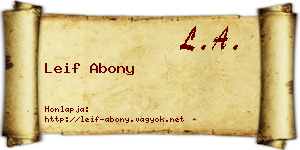 Leif Abony névjegykártya